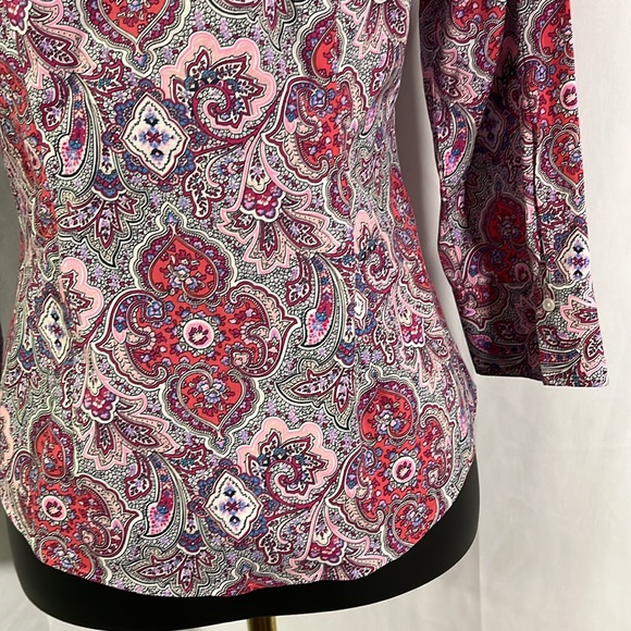 Talbots Pink & Purple Printed Wrinkle Resistant Button Down Shirt - Picture 14 of 16